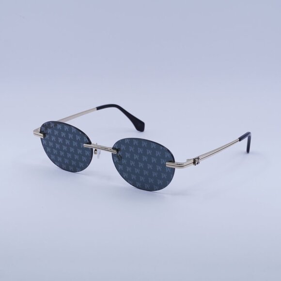 Palm Angels PERI10H CRYSTAL 7607 Sunglasses Gold Oval Frame, Dark Grey Lenses - Picture 1 of 9